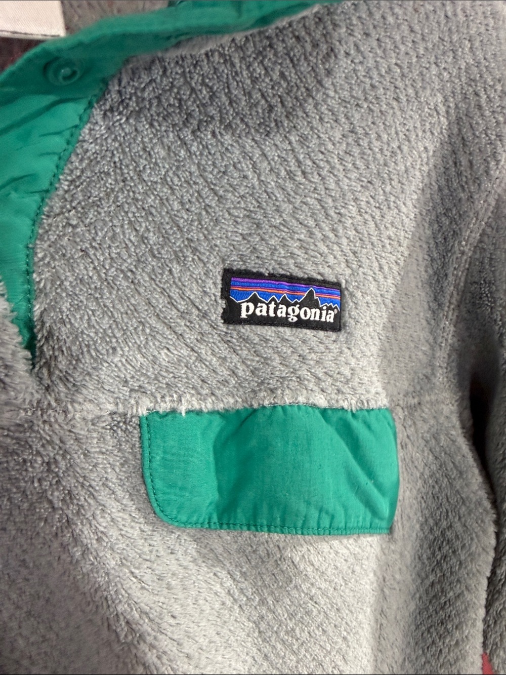 Patagonia Gray Fleece Pullover with Teal Accents Great Condition - Picture 3 of 6